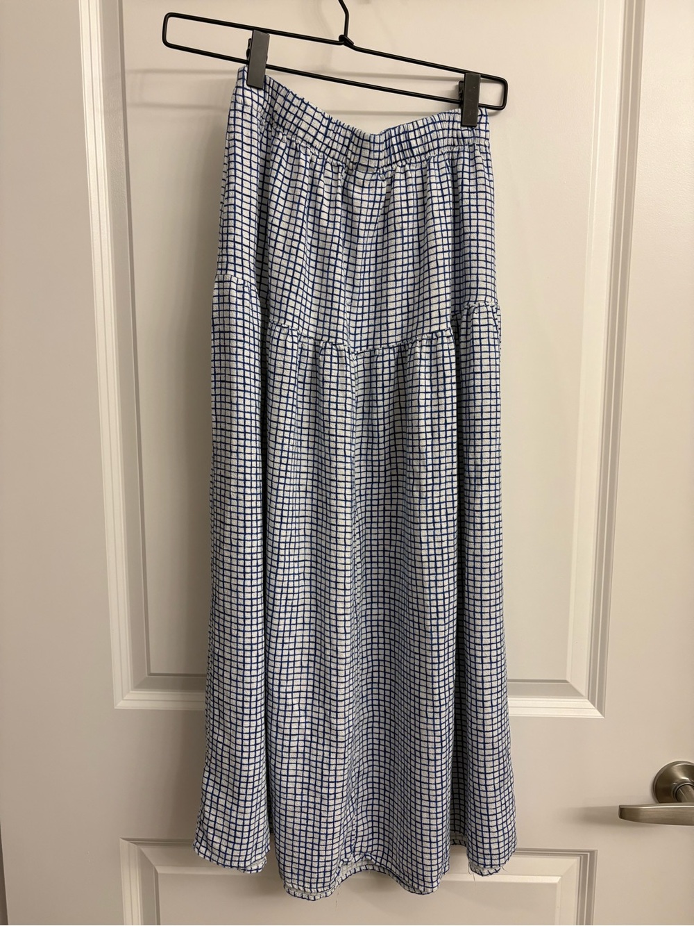 Women's Blue Checkered Midi Skirt - Picture 2 of 3